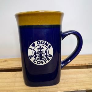 Royal Norfolk blue "I Love Guns & Coffee" Coffee mug